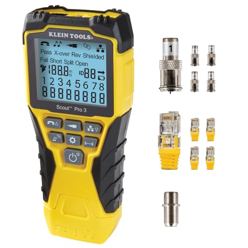 KLEIN TOOLS VDV501-851 Cable Tester Kit with Scout Pro 3 for Ethernet / Data, Coax / Video and Phone Cables, 5 Locator Remotes